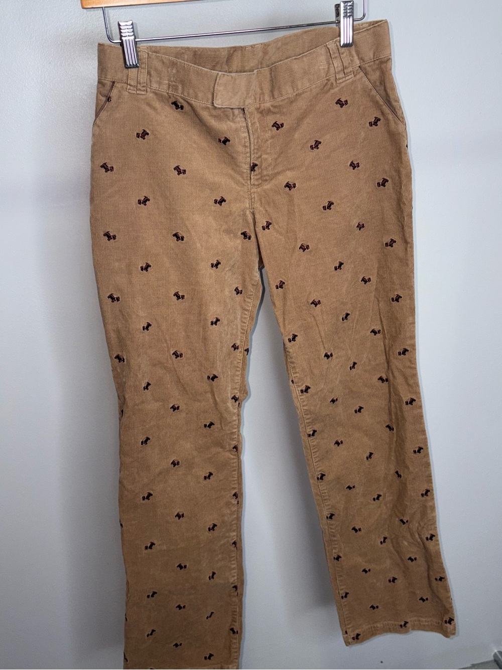 Lilly Pulitzer Tan Corduroy Pants with Dark Embroidery
